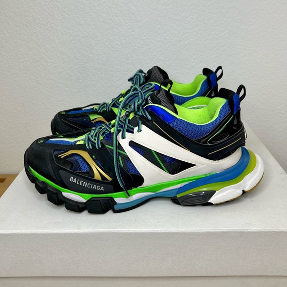 Balenciaga Track Runway BLK/Grey/Grn/Blue Mesh Leather Size 12 (45) - Picture 4 of 9